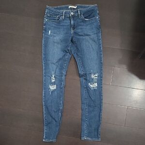 Levi's Dark Blue Distressed Skinny Jeans